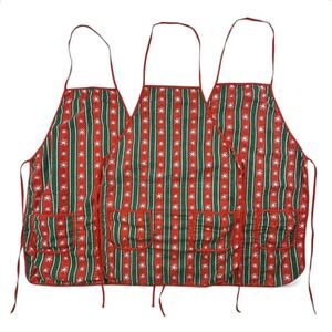 Kids Christmas Apron Baking Cookies Red Green Snowflake Pockets Set 3 **Read**